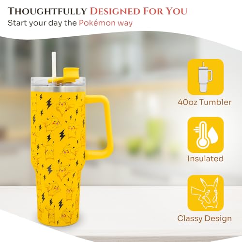 Pokemon-Pikachu-Insulated-Stainless-Steel-Mug-1200ml-with-Handle-Straw--Official-Pokemon-Travel-Tumbler-for-Cold-Hot-Drinks-Cold-for-17Hrs-or-Hot-for-5Hrs