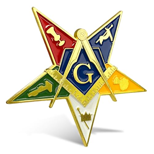 Image of Freemason Five-Point Star Badge for Car - Masonic Pentagram Car Emblem - Freemason Badge with Compass and Square Symbol - Ideal Masonic Gifts for Men & Women - Ideal for Decoration or Display