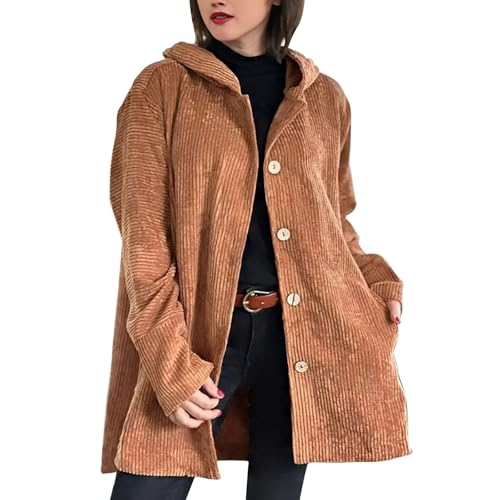 Veste velours côtelé femme à capuche surdimensionnée contre la fraîcheur