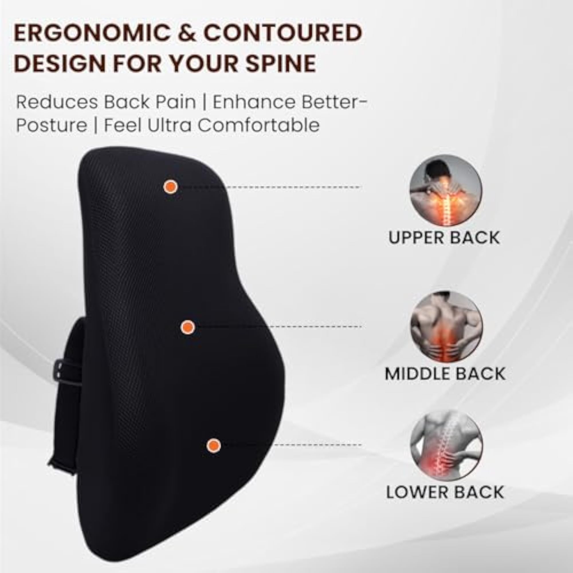 Orthopedic Lumbar Back Rest Support Pillow for Office Chair