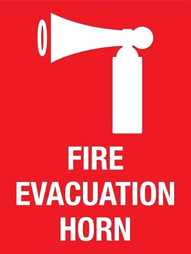 Xewazd A1057 8"X12" Rust-Free Aluminum Sign - Fire Evacuation Horn, Indoor & Outdoor Use For Fence & Yard
