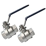 1 Inch 316 Stainless Steel Ball Valve, 2-Piece Full Port 1000 WOG NPT Female Threaded, High Pressure Shut Off Valve for Water Oil Gas Steam Marine -40°F to 450°F, Industrial Plumbing 2-Pack