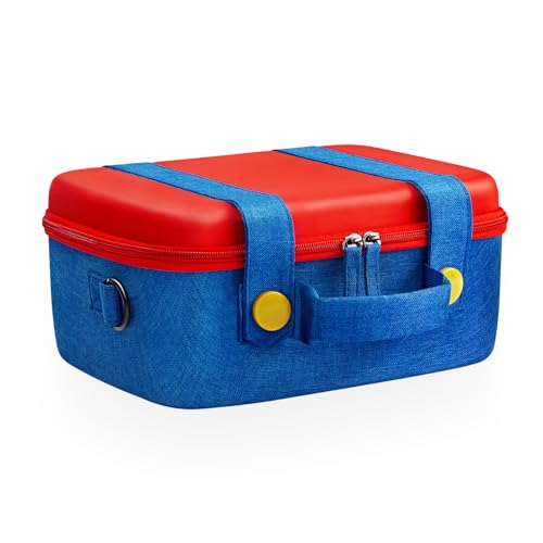 All in One Switch 2 Tasche Niedlich Kompatibel mit Nintendo Switch 2, Tragbare Hartschalen Tragetasche für Zubehör und Spielkarten, Schutzhülle Hülle Case für Konsole Pro Controller Dock,Rot Blau Groß
