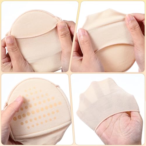 No Show Toe Covers, 6 Pairs Half Socks for Women Mules, Toe Socks for Women Size 6-9, Seamless Non-Slip Ball of Foot Cushion Sock with Padding (2 Colors)3
