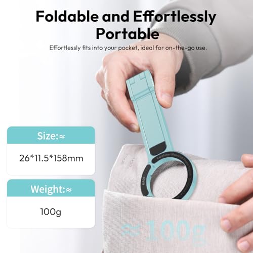 Image of ULANZI MA30 Magnetic Phone Tripod Stand for iPhone, Aluminium Maglock Smartphone Mini Tripod Pocket Cell Phone Stand Strong Magnet Compatible with iPhone 17 16 15 14 13 12 Series, Mint Green