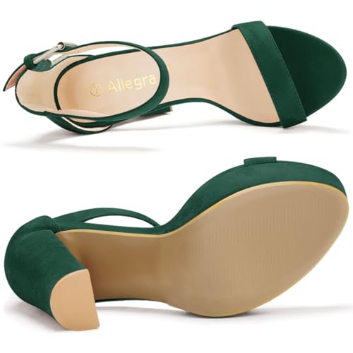 Allegra K Allegra K Women's High Chunky Heels Ankle Strap Platform Green Sandals 6 M US