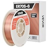 VEVOR Fil Plein MIG 0,6 mm 4,5 kg par Bobine Fil de Soudage MIG Plein ER70S 6 pour Soudage sous Protection Gazeuse dans Toutes Positions, Acier Doux, Faible Projection, Haute Teneur en Désoxydants
