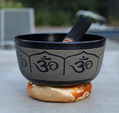 Dharmaobjects Tibetan Meditation Hindu Om Singing Bowl Mallet Mat Cushion Set (7 Inches, Om) #TOP27