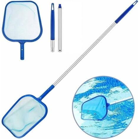 Pool Supply Swimming Pool 4 Foot Leaf Skimmer Net with 4 Connecting Aluminum Pole Sections - Fine Mesh Netting for Fast Cleaning of Debris - Clean Spas-Blue (Pack 2)-image-34