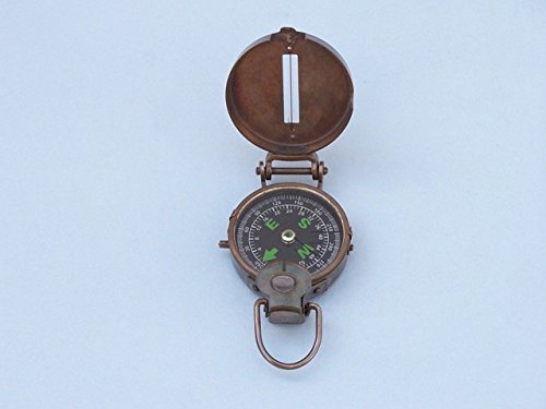 Brújula Militaria Antigua de Latón Hampton Nautical 4" miniatura 3