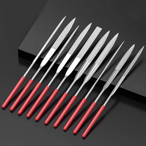 MSIHEY Set Diamant Nadelfeilen, Fein Feilenset von 3D Drucker Zubehör Mini Feilen Set zum Feilen von Holz Schmuck Metall Kunststoff Modellbau,Enthält 10 Diamantfeilen und 8 Diamantbohrer.