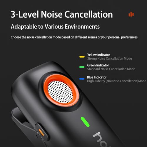 Image of hohem MIC-01 Wireless Lavalier Microphone, 3-Level Noise Cancelling Built-in TF Card Slot Remote Shutter Control Clip On /Magnet Mic for Smartphone Camera Laptop Tablet