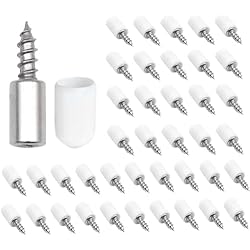 Tornillo Estanteria BORISCA 40 PCS Acero Sólido Soporte Baldas Armario, Tornillo Autorroscante Soporte Estante Cristal con protectora Antideslizante, para Soporte Estanteria Zapateros Alacenas Librerías Otros Muebles