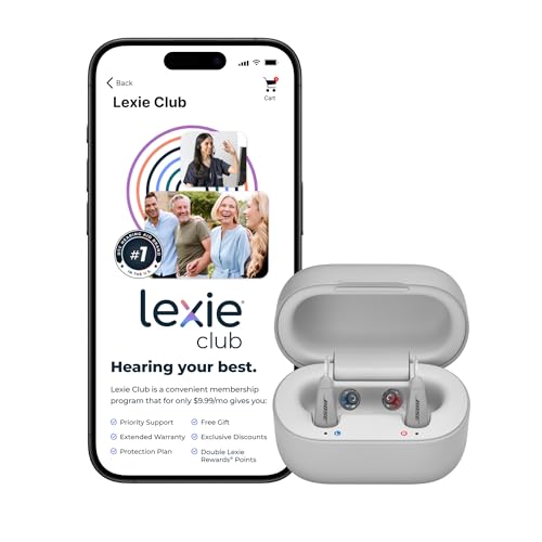 Lexie B2 Plus Hearing Aids Powered by Bose + Free 6-Month Lexie Club Subscription – Rechargeable, Rechargeable Case, App-Controlled, Self-Fit, Noise Reduction, Bluetooth® for Calls & Streaming (Gray)