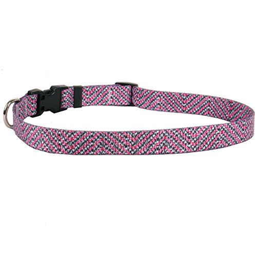 Image of Yellow Dog Design Easy-Snap Pet Collar, Pink Tweed, Large 18 inch - 28 inch