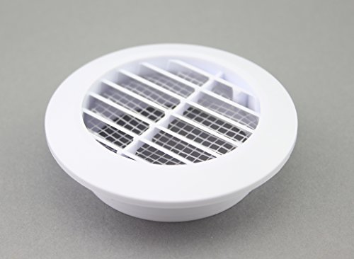Lüftungsgitter Abschlussgitter rund Ø 90 mm weiß mit Insektennetz Gitter ABS Kunststoff witterungsbeständig Insektenschutz
