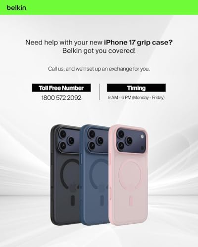 Image of Belkin for iPhone 17 Pro Max Case, Grip, MagSafe Compatible w /Anti-Scratch & Anti-Yellowing Coating, Touch Sensitive Camera Control - Military Grade, Anti-Slip, Magnetic, Shockproof, Protective | Black