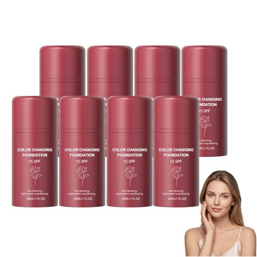 Podkład zmieniający kolor z SPF 15 – Koreański podkład zmieniający kolor w sztyfcie – Luksusowy podkład zmieniający kolor dla kobiet, Dostosowujący się do odcienia skóry Płynny podkład (8 szt)
