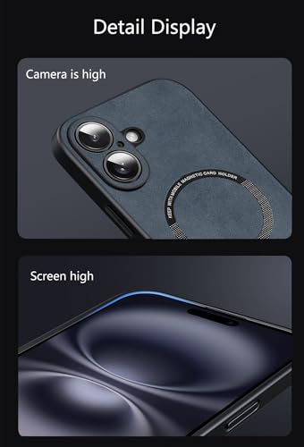Coque iPhone 16 MagSafe daim bleu ultra légère haut de gamme