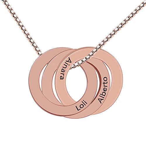 Godmoy Grabado Anillo Ruso Collar Plata Esterlina-3 Vueltas 3 Nombres Cover