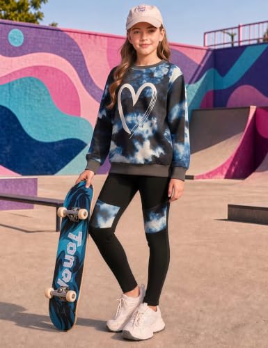 Image of Girls 2 Piece Outfits Kids Clothes Sets Sweatsuit Tracksuit Jogger Print Long Sleeve Sweatshirts Sweatpants 4-13Y