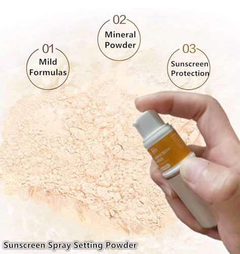 Go Ho Mineral Sunscreen Spray Setting Powder,SPF 50,Translucent,Natural Loose Matte Mineral Sunscreen Powder Spray Face Makeup,For All Skin Tones,Hair and Scalp