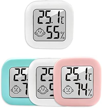 ARCELI Termometr higrometr, Termometr do pomieszczeń higrometr cyfrowy mini termometr do domu terrarium pokój niemowlęcy piwnica (2 białe + czerwone + niebieskie)