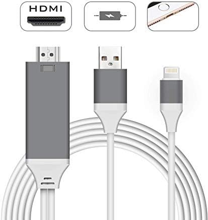 Parmeic Compatible with iPhone iPad to HDMI Cable, 6.5ft HDMI Adapter 1080P HDTV Connector Cable, Digital AV Adapter Cord Compatible with iPhone, iPad, iPod to TV Projector Monitor (Gray)
