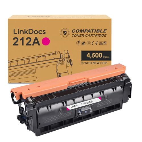 Image of LinkDocs Remanufactured 212A Magenta Toner Cartridge (with New Chip) Replacement for HP 212A M W2123A Used with HP Color Enterprise M554dn M555dn M555x MFP M578dn M578f M578z Flow MFP M578c Printer