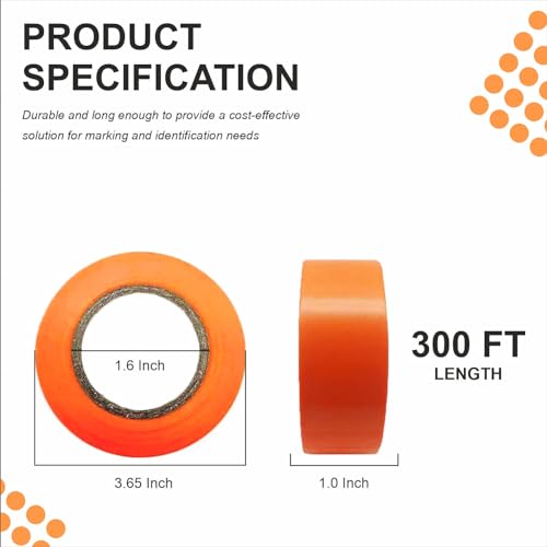 SINGHAL 12 Pack Flagging Tape Orange 1\" x 3600 ft Length, Neon Tree Marking, Surveyor Tape, barricading and Flagging Various Areas | Highly Visible l Non Adhesive