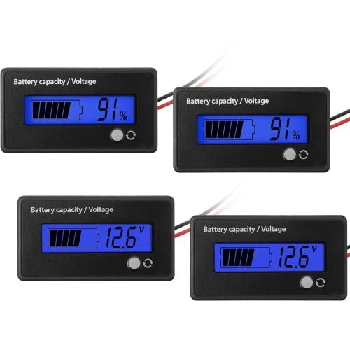 Weewooday 2 Pieces Golf Cart Battery Meter Battery Indicator Voltage Meter Direct Current 12V 24V 36V 48V 72V With Alarm #TOP24