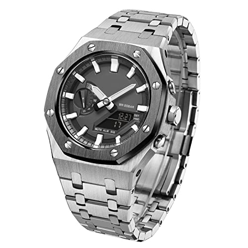 CYQASD for GA2100STHS-1A Mod Kit Accessories with Bottom Cover GA2100 Model Oak All Metal Bezel Strap Style Watch Bands