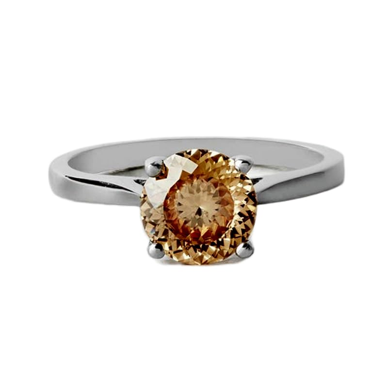 Bague imposante en argent avec citrine jaune naturelle et anneau diamants