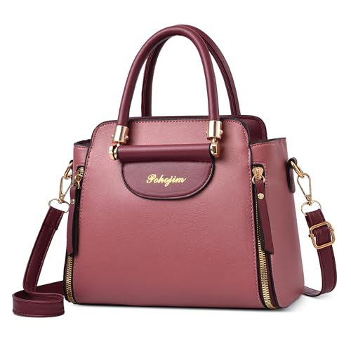 Moda Donna Borsa a Tracolla Elegante Piccola a Mano PU Pelle Colorata Borse a Spalla con Maniglia Tasche Tote per Viaggio Lavoro Vacanza Casuale Messenger Rosa A