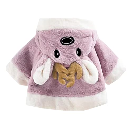 Toddler Girls Christmas Cloak Thick Fleece Windproof Puffy Deer Cape Hooded Warm Single Breasted (Pink, 0-6 Months)3