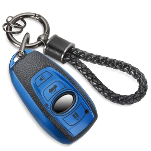 Image of Key Fob Cover for Subaru, Braided Loop Keychain Accessory, Blue