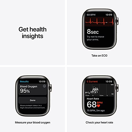 Image of Apple Watch Series 7 (GPS + Cellular, 41MM) Graphite Stainless Steel Case with Abyss Blue Sport Band (Renewed)