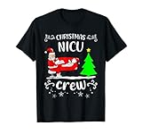christmas nicu crew infermiera doctor tech neonatale icu rosa maglietta