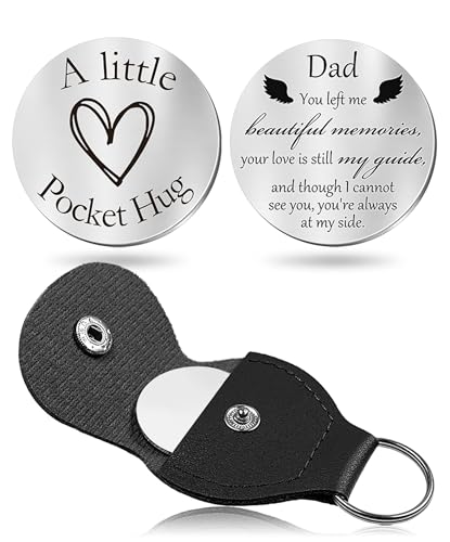 CINDYHE Pocket Hug Token keychain Gifts for Men Women Him Her Dad Mom Son Daughter Brothers Sisters Teacher Boy Girl Friends (Dad memorial)