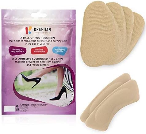 2 Pairs Metatarsal Ball of Foot and Forefoot Pads for Women - Reusable Non-Slip Cushion Insert for Pain Relief & Shock Absorbent by Kraftian