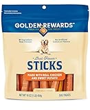 Golden|Rewards Dual Flavor Dog Treat Sticks, Resealable 16 oz Bag, Real Chicken and Sweet Potato, No Artificial Colors or Flavors, No Corn or Soy, High Protein, Low Fat, Soft Texture, for Adult Dogs