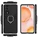 Compatible with Huawei Nova 9, Honor 50 Case, Metal Ring Grip Kickstand Shockproof Hard Bumper (Works with Magnetic Car Mount) Dual Layer Rugged Cover (Black)