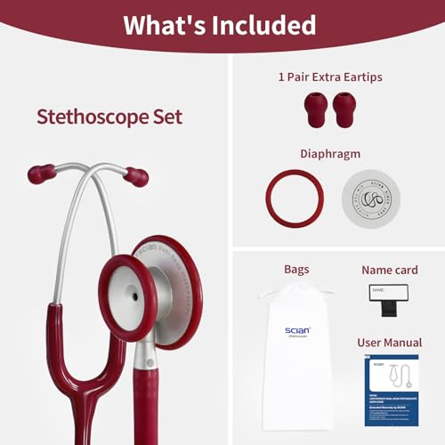 Image of Scian 30G-WR Stethoscope - Enhanced Acoustic Clarity, Lightweight Design, Satin-Finish Tube for Nursing School - Ideal for Nurses & Students