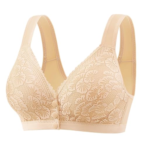 Sujetador para mujer sin aros, push up, antisag, cierre frontal, sin aros, de algodón, transpirable, ligero, cómodo, suave, bralette, beige, 85B