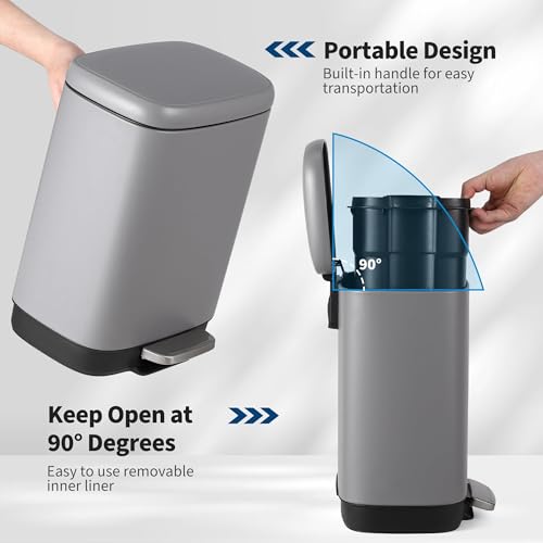 Caneca de basura Garvee 12L con pedal y tapa con control de olores miniatura 6