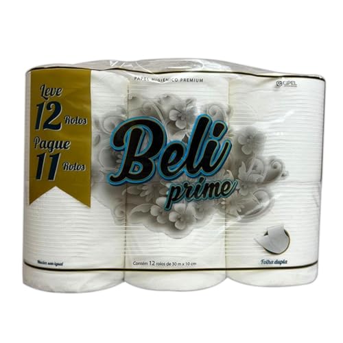 Papel Higiênico Beli Prime, Folha Dupla Premium 12 Rolos
