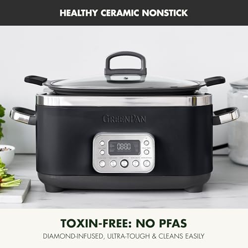 image for GreenPan Elite 14-in-1 Nonstick 6QT Electric Slow Cooker, PFAS-Free Ce