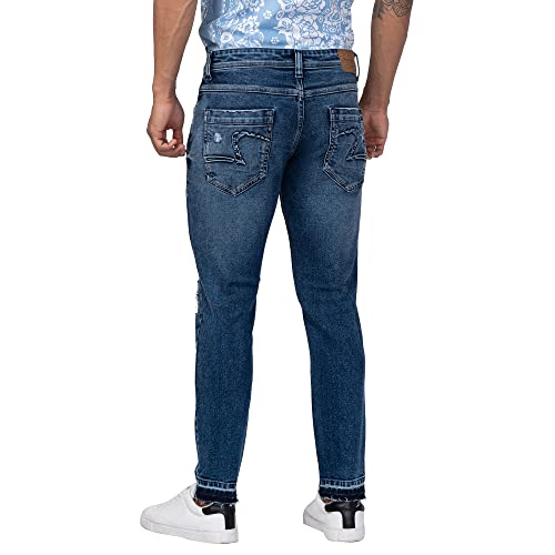 Image of Spykar Men's Kano Slim Fit Mid-Rise Jeans (Ankle Length)