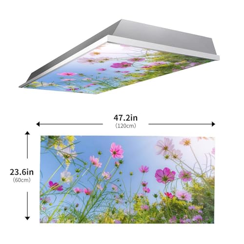 Image of 2 Pack Fluorescent Light Cover for Ceiling Light - Flower Bush Magnetic Light Covers Classroom, Light Filters Drop Fluorescent Light Shade Panel for Office Home School,4 x 2 Ft