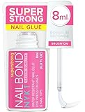 Super Strong Nail Glue for Press On Nails, Tips & False Nails (8ml) NYK1 NailBond Brush On Nail Glue Extra Strong for Press Ons, Tips & Acrylics - Long Lasting, Maximum Strength, Mess-Free Application